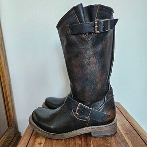 Freebird by Steven Crosby Engineer Slouch Boots Size 8 Moto Distressed Style